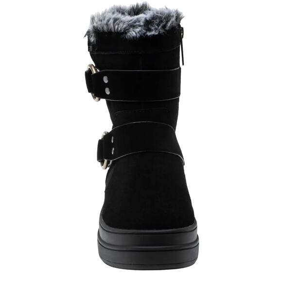 J/Slides NYC Nelly Black Women Winter Boot Size 7 Suede Faux Fur Waterproof New - Picture 4 of 11